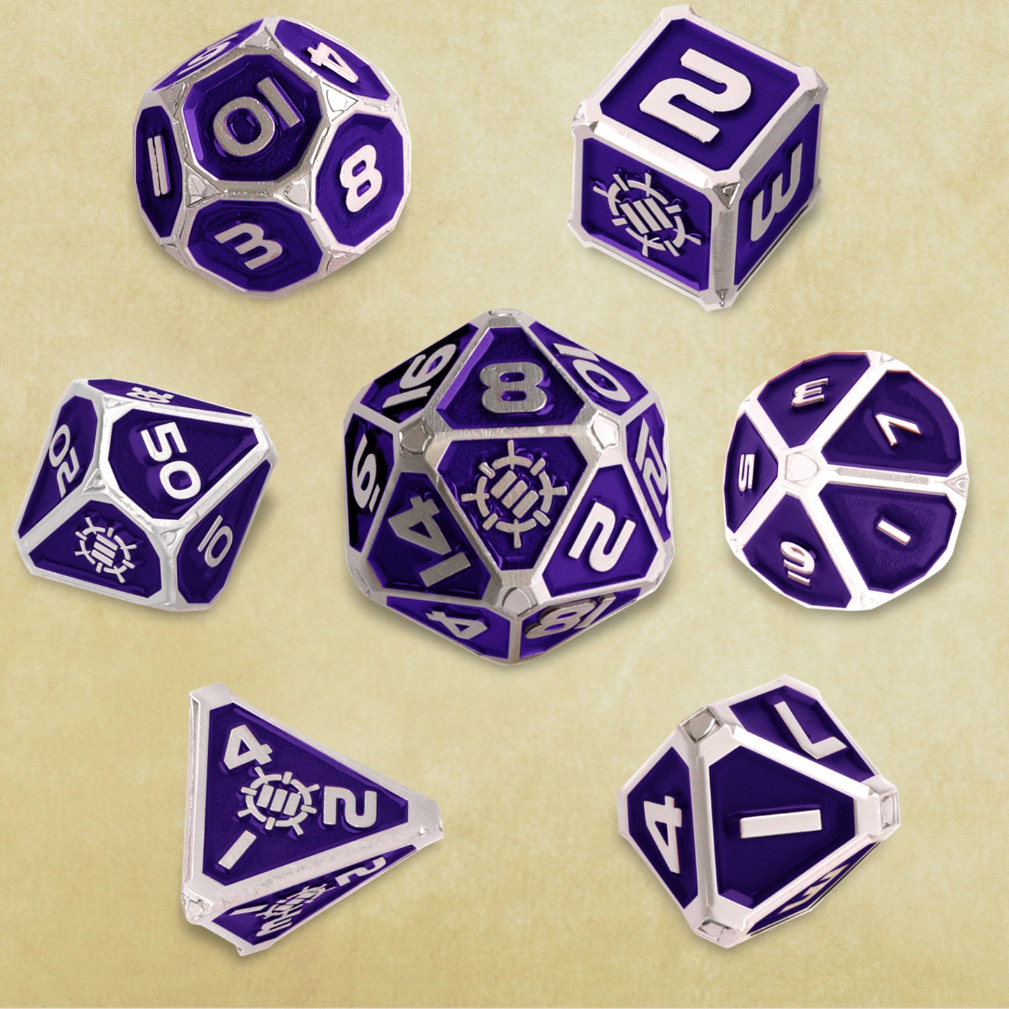 Set Zaruri Metalice DnD Collector's Edition Purple - 7 Piese cu Geantă Dragon