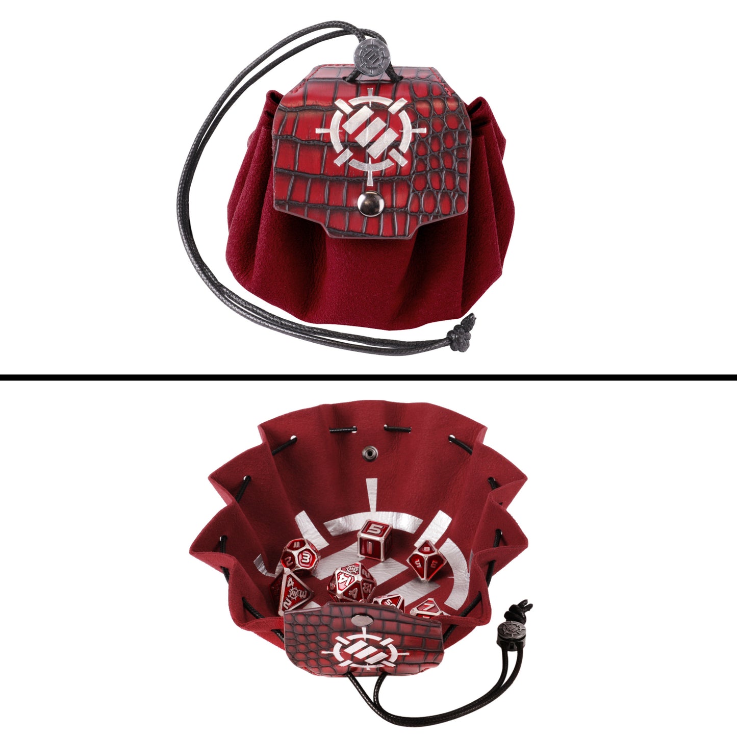 Set Zaruri Metalice DnD Collector's Edition Red - 7 Piese cu Geantă Dragon