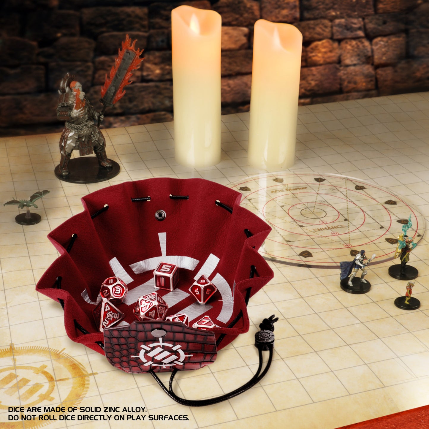 Set Zaruri Metalice DnD Collector's Edition Red - 7 Piese cu Geantă Dragon