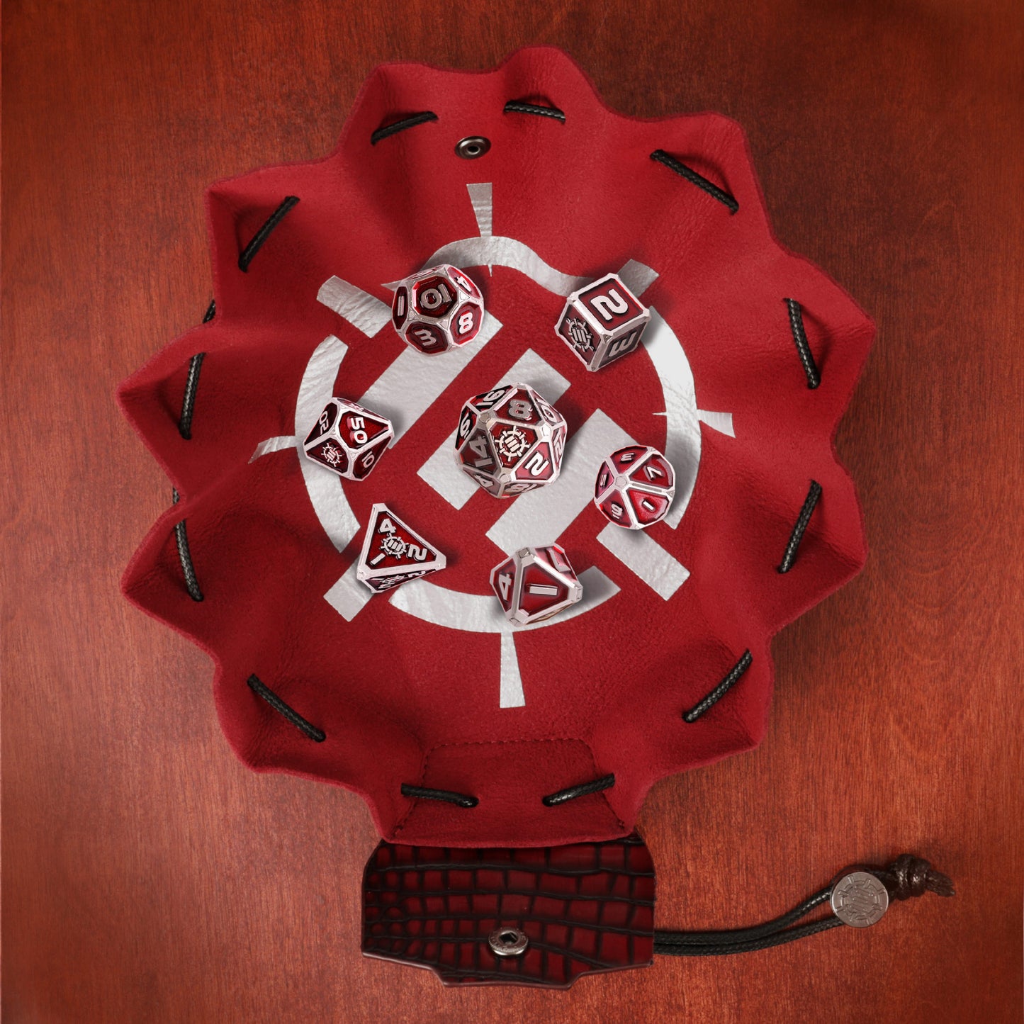 Set Zaruri Metalice DnD Collector's Edition Red - 7 Piese cu Geantă Dragon