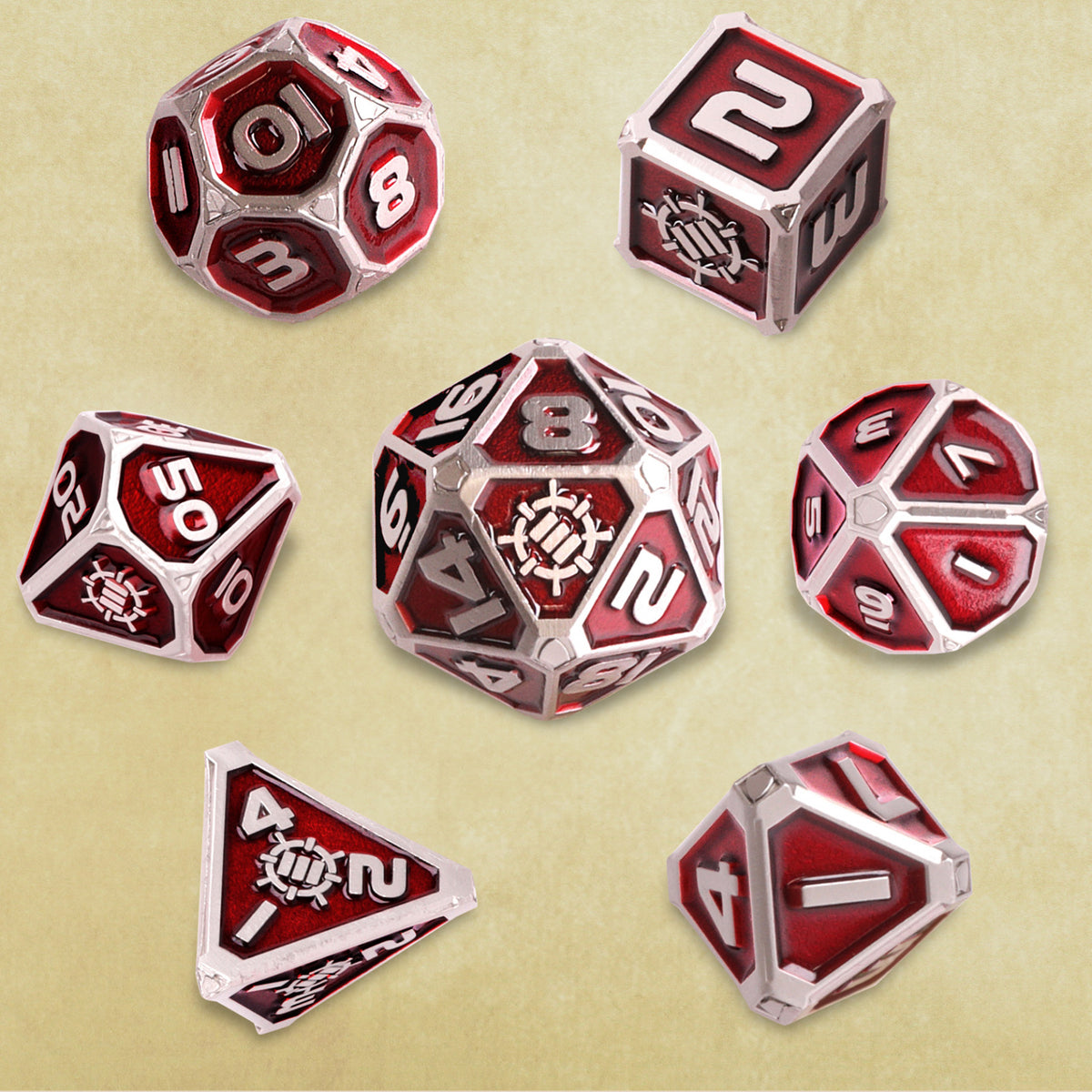 Set Zaruri Metalice DnD Collector's Edition Red - 7 Piese cu Geantă Dragon