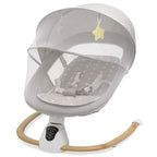 Leagan electric New Baby Smart, Gri – vedere de ansamblu cu copertină și plasă