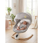 Leagan electric New Baby Smart, Gri – imagine de prezentare în cameră cu bebeluș