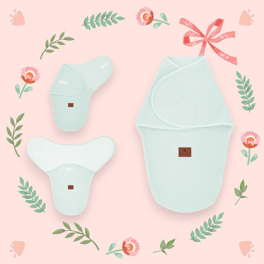 Sistem de infasare, MimiNu, Pentru bebe, 0 - 3 luni, Din tesatura thermofrotte, Cold Mint