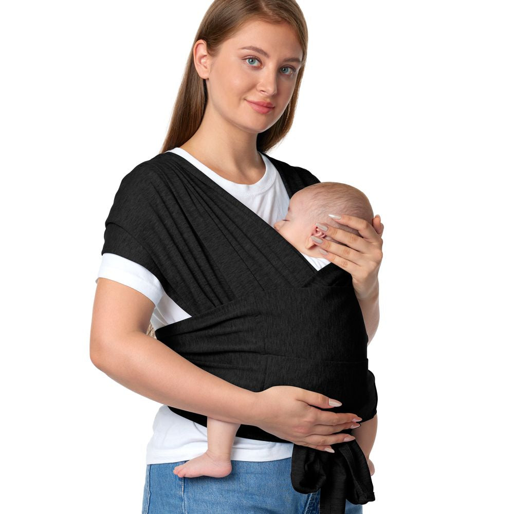 Wrap Purtare Bebelusi Momcozy cu Inele Ajustare Sectiune Spate Black XXS-XXL