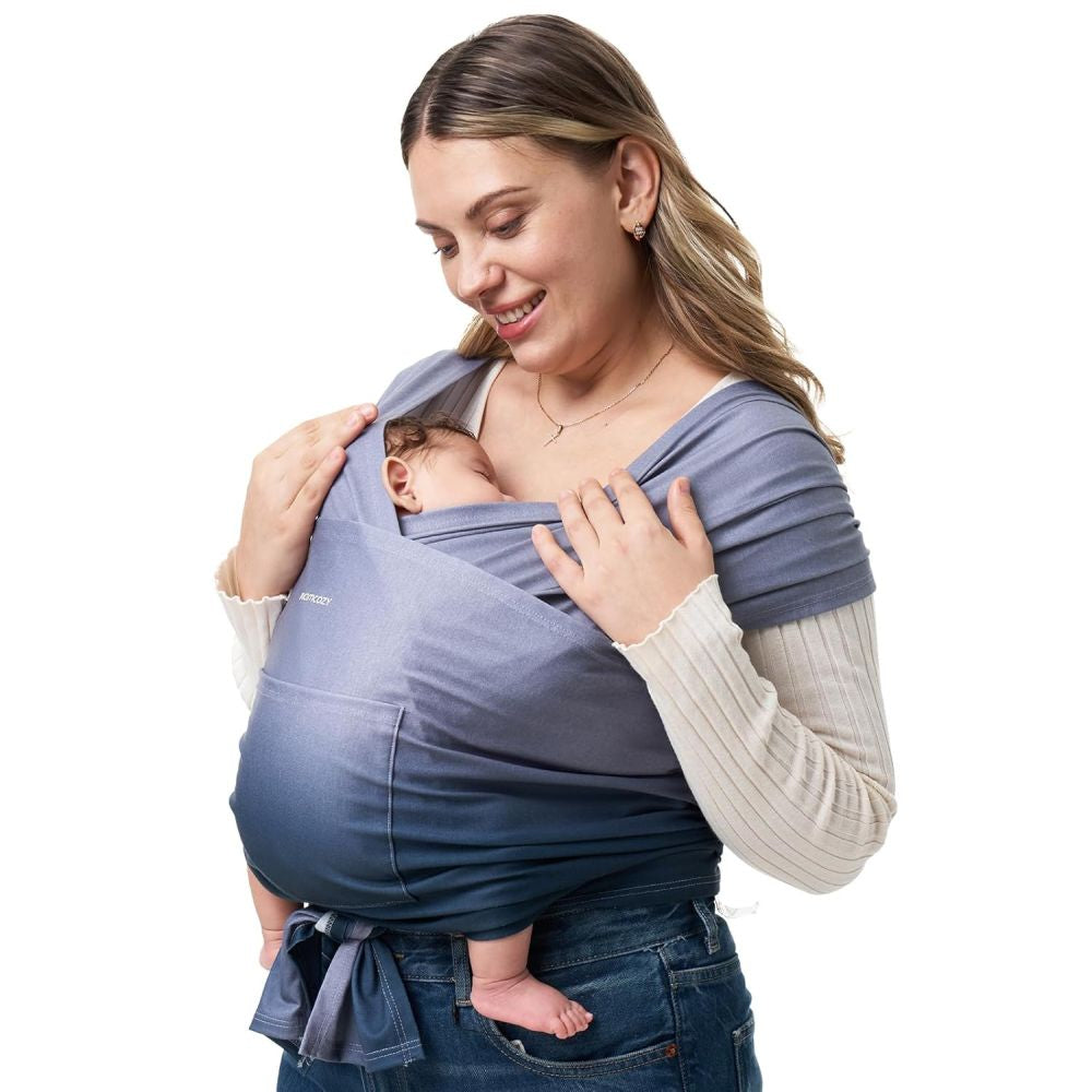 Wrap Purtare Bebelusi Momcozy Bumbac 90% Elastic Blue XXS-XXL 3.5-16 kg