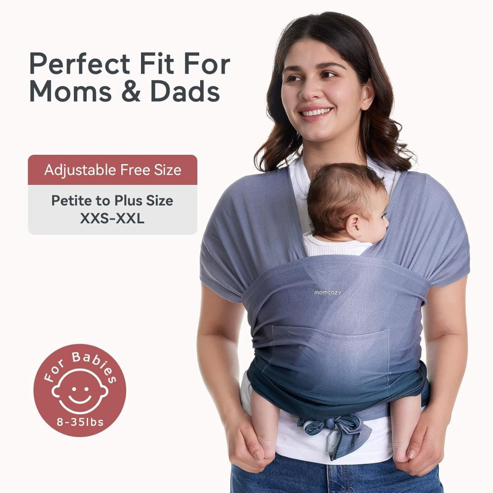 Wrap Purtare Bebelusi Momcozy Bumbac 90% Elastic Blue XXS-XXL 3.5-16 kg