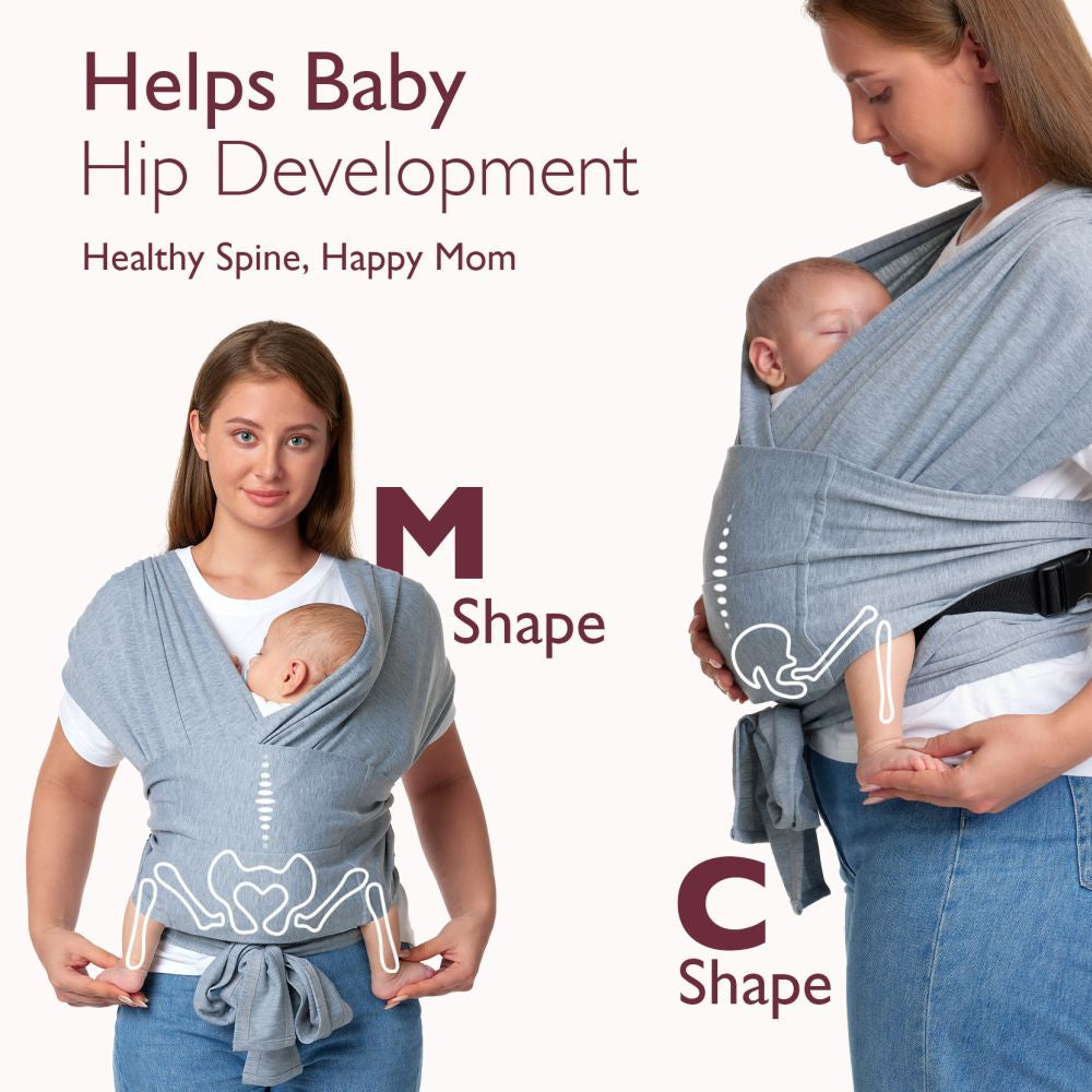Sistem Purtare Wrap cu Inele Momcozy Grey Nou Nascuti XXS-XXL