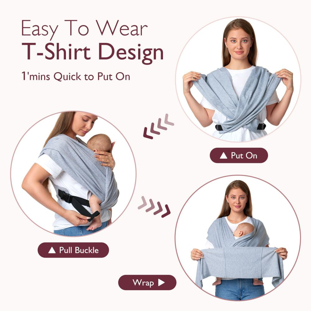 Sistem Purtare Wrap cu Inele Momcozy Grey Nou Nascuti XXS-XXL