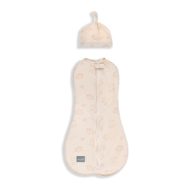 Saculet Swaddle infasat Nou Nascut Bumbac + Caciulita - First Step
