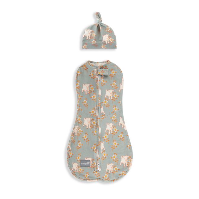 Saculet Swaddle infasat Nou Nascut Bumbac + Caciulita - First Step