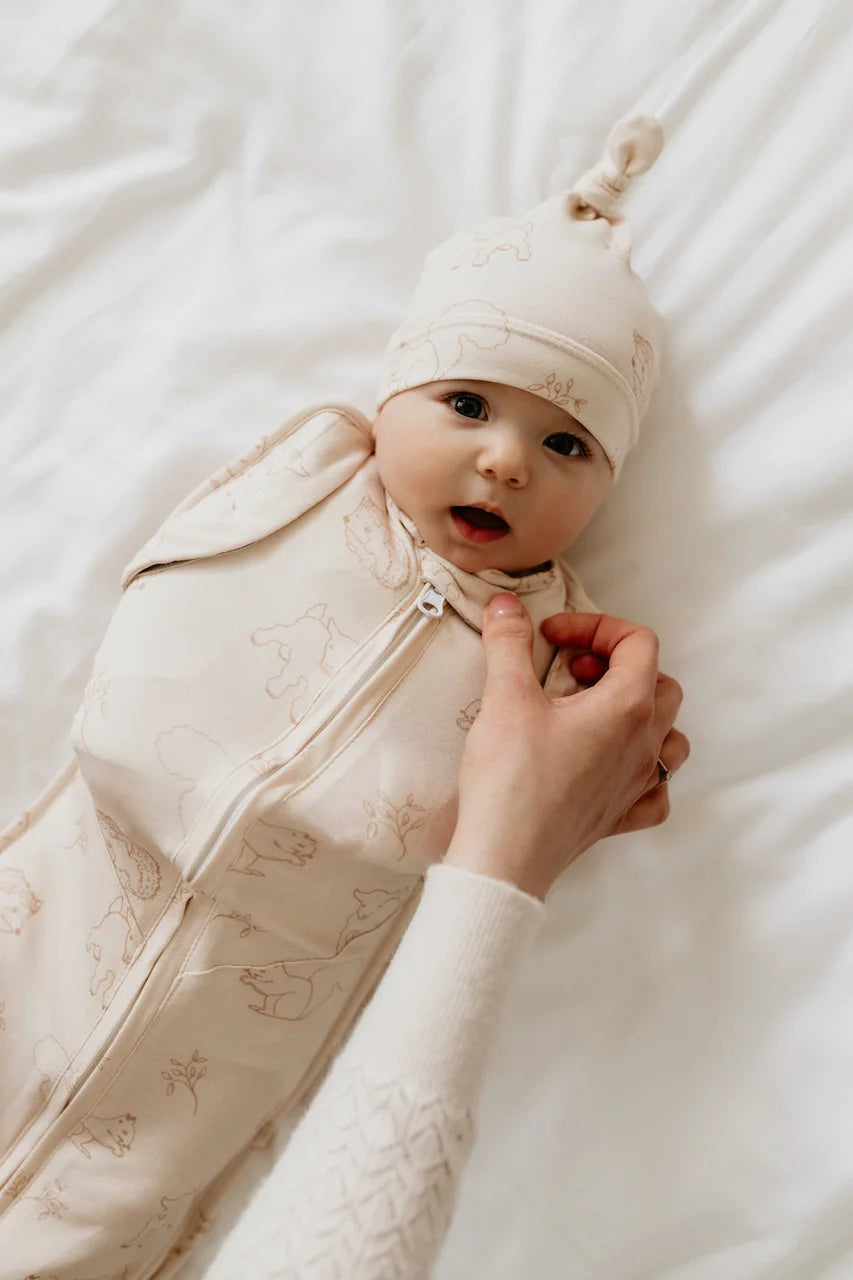 Saculet Swaddle infasat Bebe + Caciulita - Second Step Sleepee