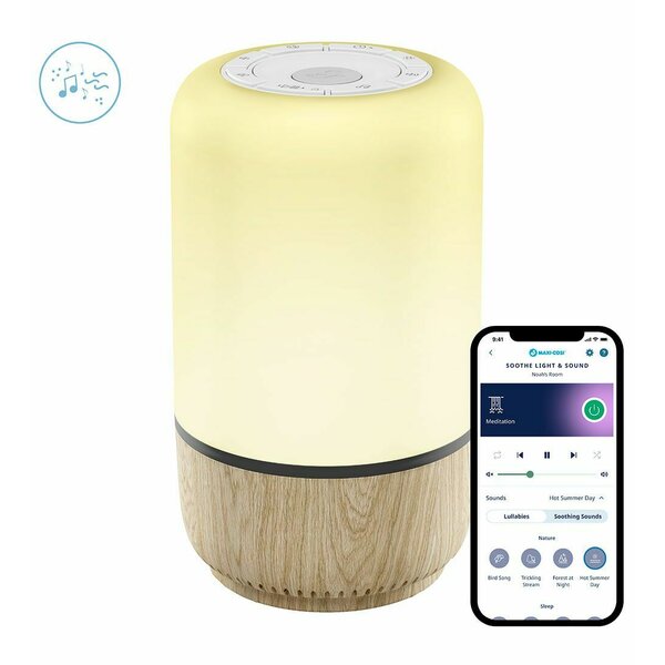 Lampă de Noapte Inteligentă Maxi-Cosi Soothe Light & Sound, Sunete Liniștitoare, Wi-Fi, Alb