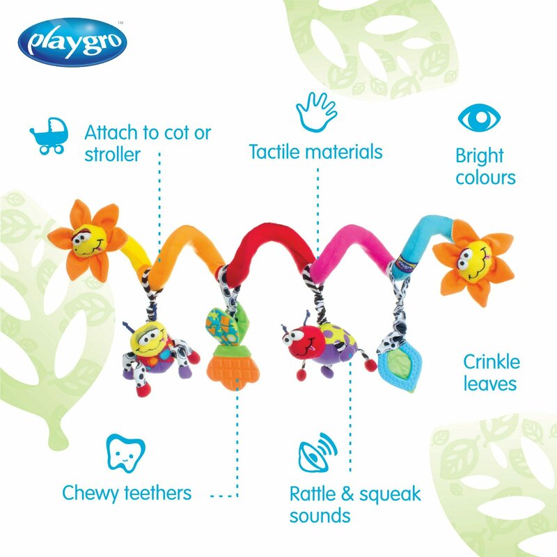 Spirala cu jucarii Playgro Amazing Garden Twirly Whirly pentru carucior si patut 33 cm