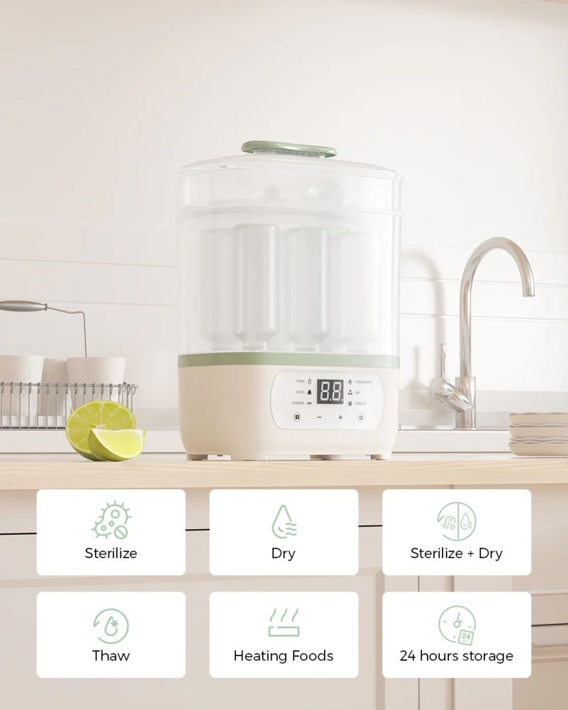 Sterilizator Biberon 8in1 Momcozy Abur si Uscare Aer Cald 8 Biberoane Afisaj LED