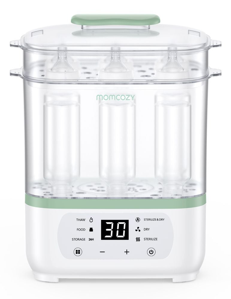 Sterilizator Biberon 8in1 Momcozy Abur si Uscare Aer Cald 8 Biberoane Afisaj LED