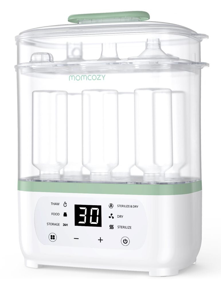 Sterilizator Biberon 8in1 Momcozy Abur si Uscare Aer Cald 8 Biberoane Afisaj LED