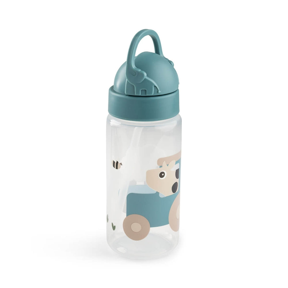 Sticlă cu pai pentru copii Done by Deer Tiny Farm Albastru 350 ml