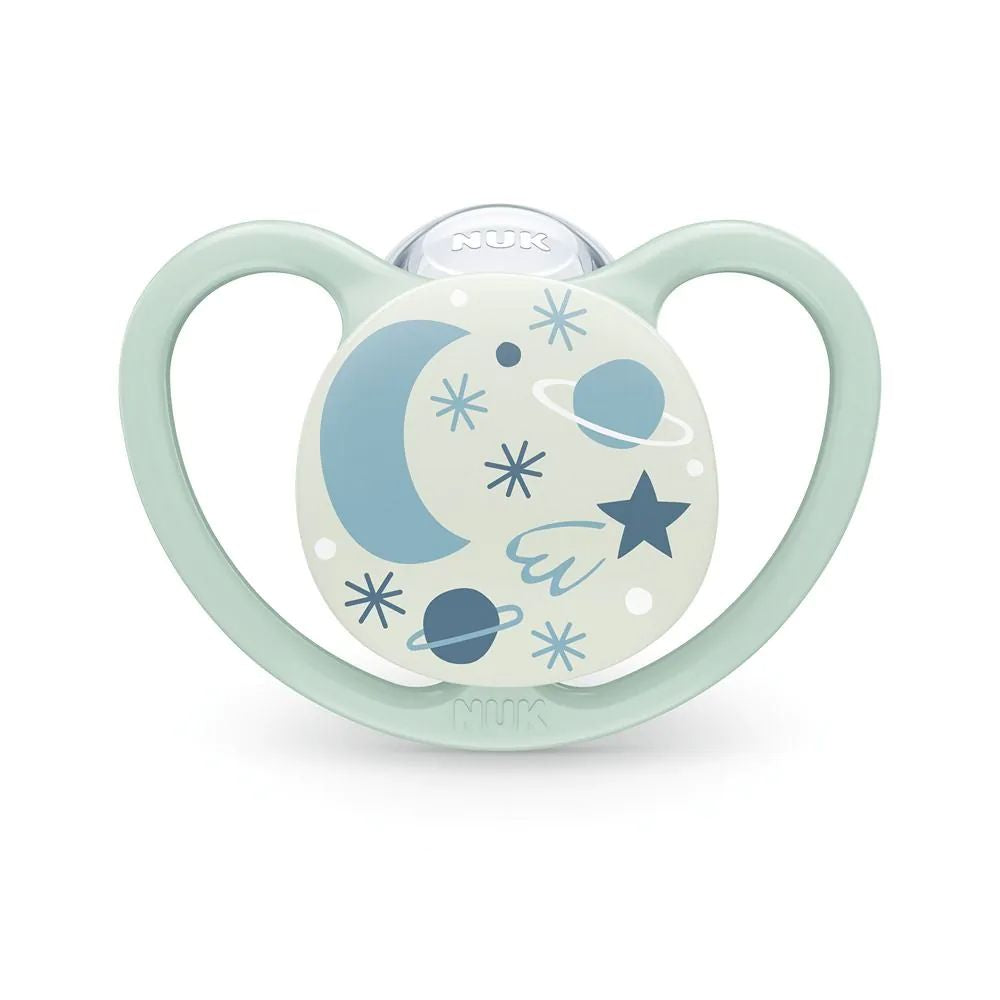 Suzeta NUK Space Night Silicon 6-18 Luni Set 2 Bucăți Design Leu