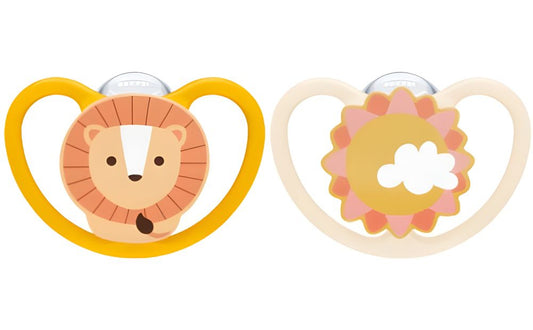 Set 2 Suzete Nuk Space Silicon M2 6-18 Luni Ortodontice Leu cu Cutie