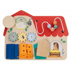 Tablita cu activitati, Free2Play, Din lemn, Cu elemente interactive, Dezvolta coordonarea mana-ochi, 40x30x6,5 cm, 18 luni+, Multicolor
