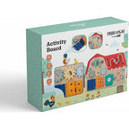 Tablita cu activitati, Free2Play, Din lemn, Cu elemente interactive, Dezvolta coordonarea mana-ochi, 40x30x6,5 cm, 18 luni+, Multicolor