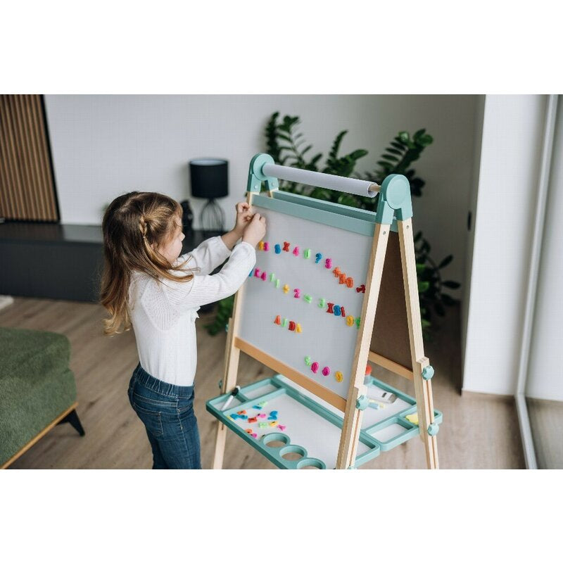 Tablita magnetica, Free2Play, 2 in 1, Cu litere si cifre , Din lemn, Conform cu standardul european de securitate EN71/123, 3 ani+, Multicolor