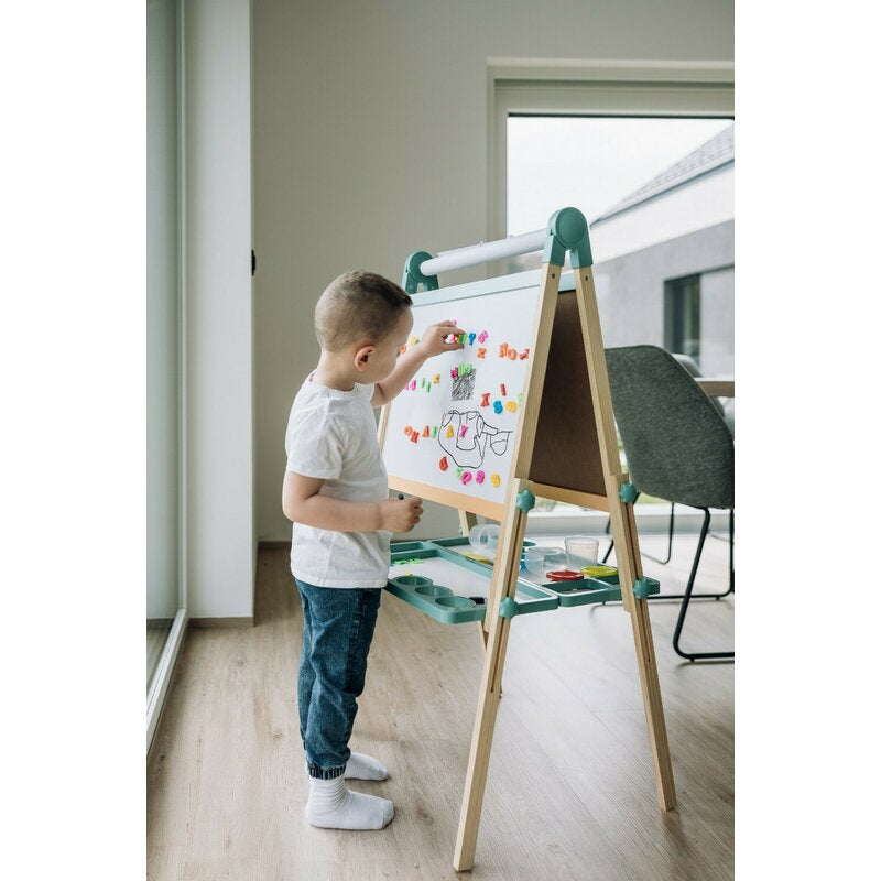 Tablita magnetica, Free2Play, 2 in 1, Cu litere si cifre , Din lemn, Conform cu standardul european de securitate EN71/123, 3 ani+, Multicolor