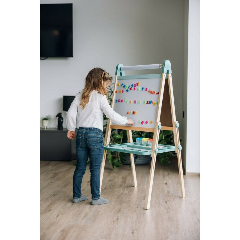 Tablita magnetica, Free2Play, 2 in 1, Cu litere si cifre , Din lemn, Conform cu standardul european de securitate EN71/123, 3 ani+, Multicolor