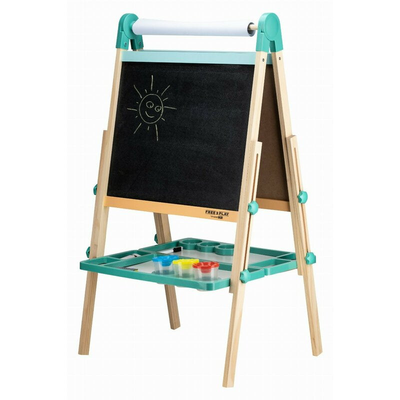 Tablita magnetica, Free2Play, 2 in 1, Cu litere si cifre , Din lemn, Conform cu standardul european de securitate EN71/123, 3 ani+, Multicolor