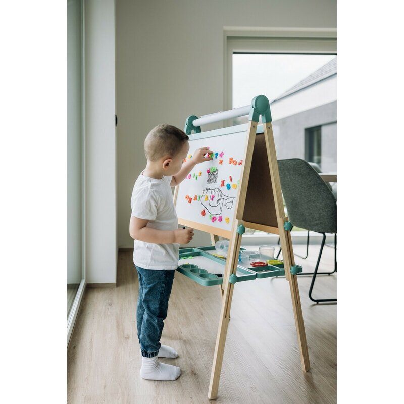 Tablita magnetica, Free2Play, 2 in 1, Cu litere si cifre , Din lemn, Conform cu standardul european de securitate EN71/123, 3 ani+, Multicolor