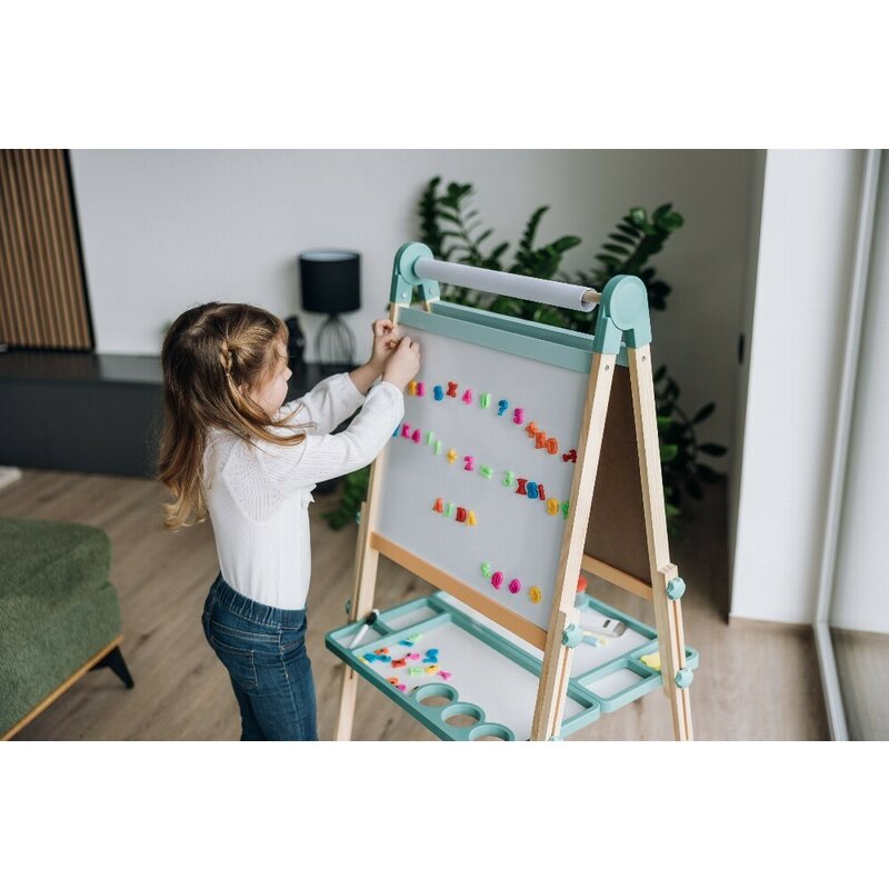 Tablita magnetica, Free2Play, 2 in 1, Cu litere si cifre , Din lemn, Conform cu standardul european de securitate EN71/123, 3 ani+, Multicolor