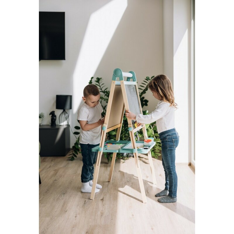 Tablita magnetica, Free2Play, 2 in 1, Cu litere si cifre , Din lemn, Conform cu standardul european de securitate EN71/123, 3 ani+, Multicolor