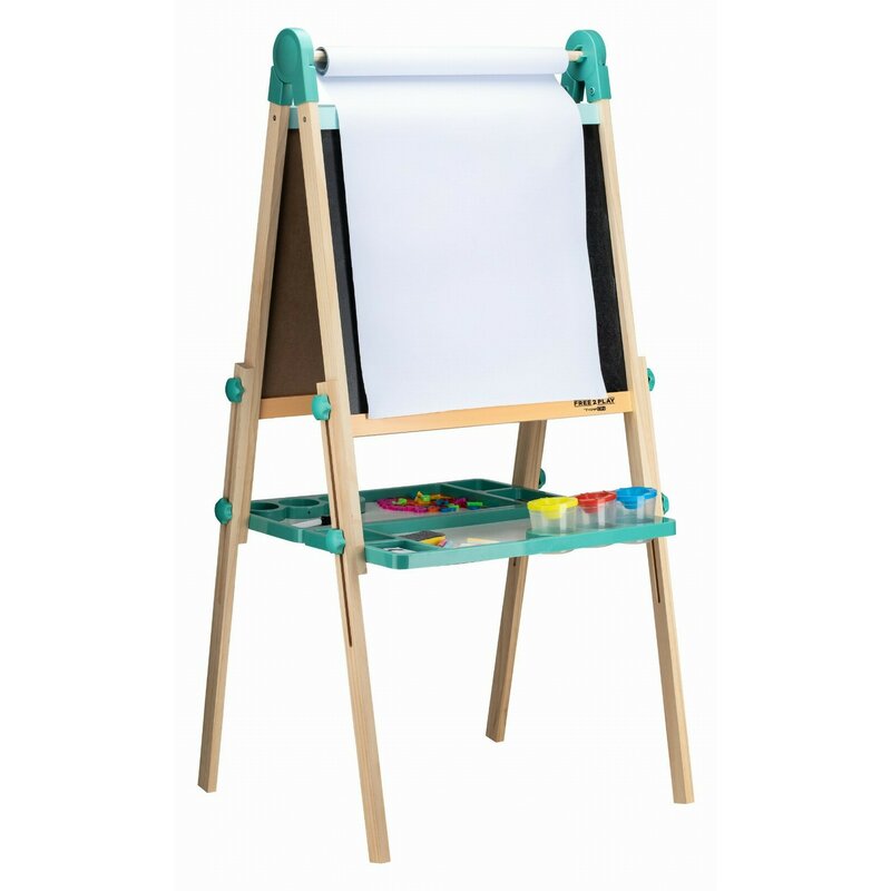 Tablita magnetica, Free2Play, 2 in 1, Cu litere si cifre , Din lemn, Conform cu standardul european de securitate EN71/123, 3 ani+, Multicolor