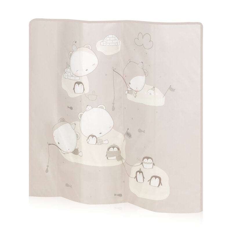 Tarc de joaca copii, Lionelo, Bonnie, Pana la 15 kg, 100 x 100 cm, Pliere compacta, Include geanta de transport, Din plasa, Cu intrare laterala cu fermoar, Cu roti, Cu salteluta din spuma, Conform cu EN12227, Bej