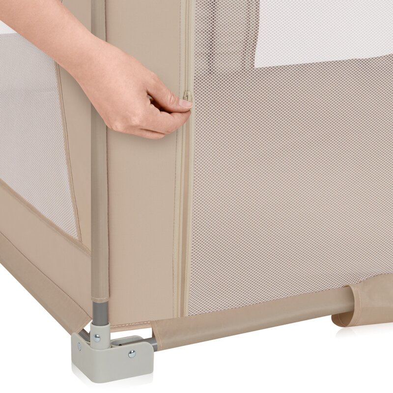 Tarc de joaca copii, Lionelo, Florence Easy Fold, 150 x 180 x 75 cm, Pliere, depliere automata, Include geanta de transport, Din plasa, Cu doua intrari laterale, 0-48 luni, Conform cu EN12227, Bej
