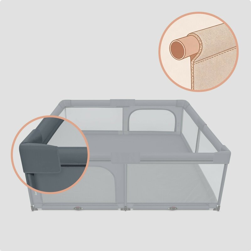 Tarc de joaca copii, Lionelo, Florence Easy Fold XL, 180 x 200 x 68 cm, Pliere, depliere automata, Include geanta de transport, Din plasa, Cu doua intrari laterale, 0-48 luni, Conform cu EN12227, Grey Stone