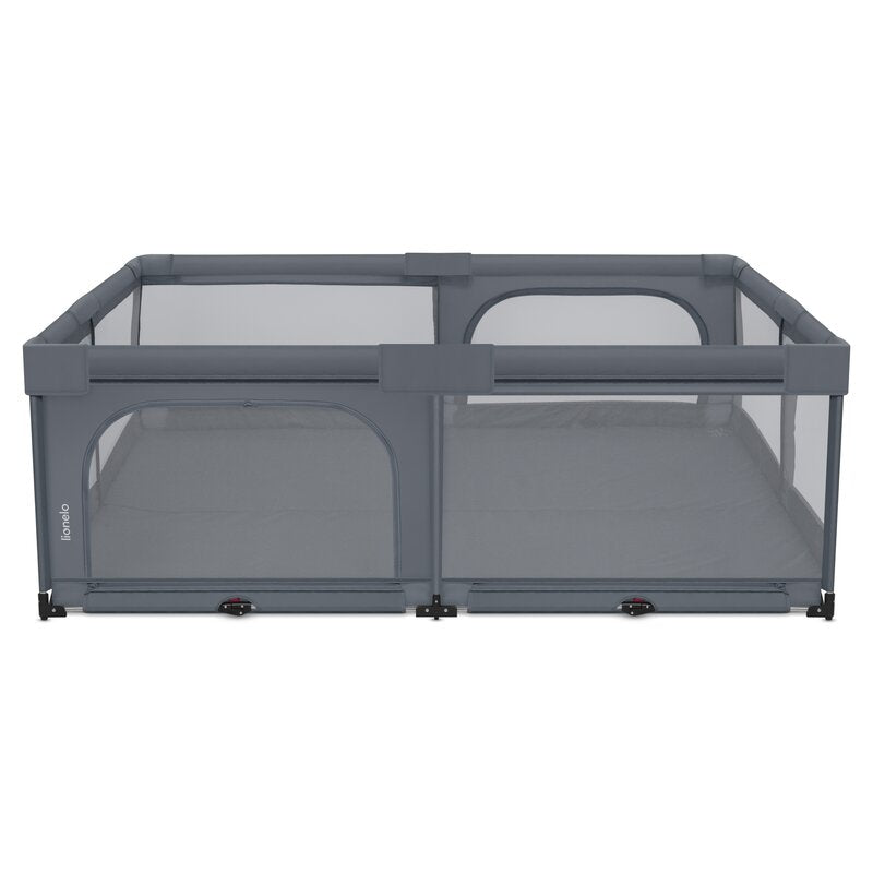 Tarc de joaca copii, Lionelo, Florence Easy Fold XL, 180 x 200 x 68 cm, Pliere, depliere automata, Include geanta de transport, Din plasa, Cu doua intrari laterale, 0-48 luni, Conform cu EN12227, Grey Stone