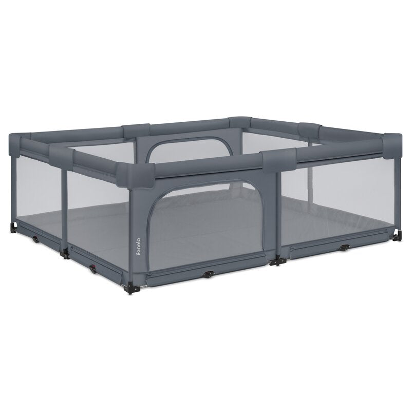 Tarc de joaca copii, Lionelo, Florence Easy Fold XL, 180 x 200 x 68 cm, Pliere, depliere automata, Include geanta de transport, Din plasa, Cu doua intrari laterale, 0-48 luni, Conform cu EN12227, Grey Stone