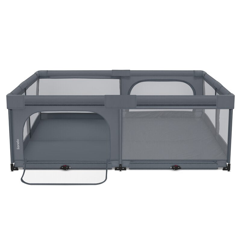 Tarc de joaca copii, Lionelo, Florence Easy Fold XL, 180 x 200 x 68 cm, Pliere, depliere automata, Include geanta de transport, Din plasa, Cu doua intrari laterale, 0-48 luni, Conform cu EN12227, Grey Stone