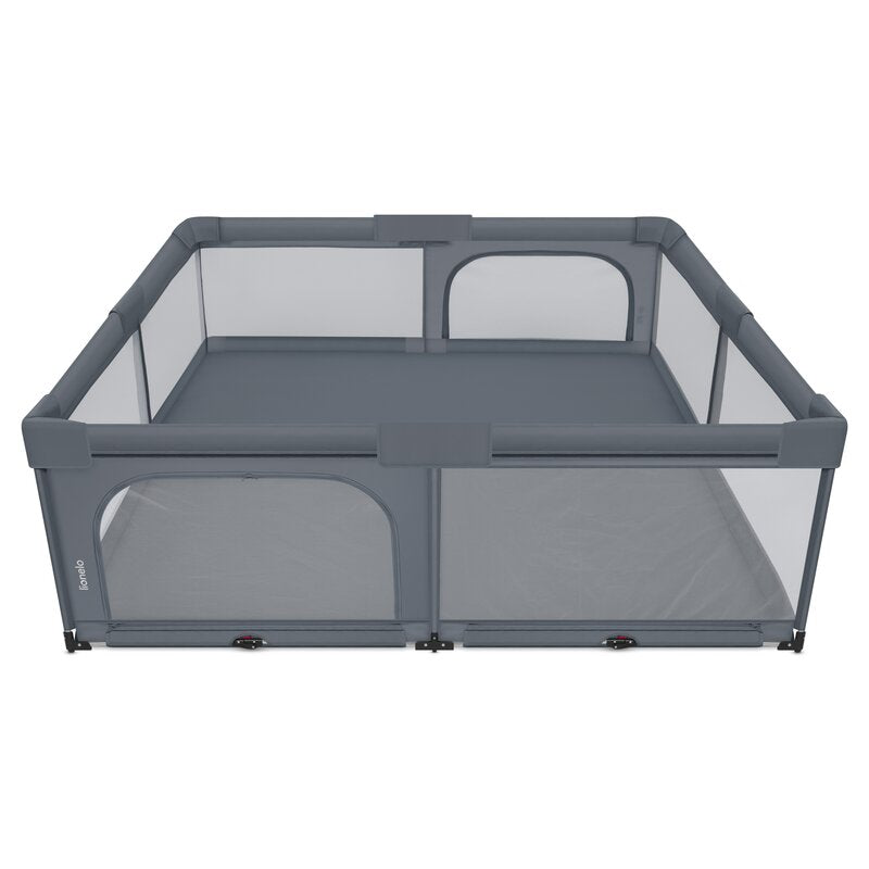 Tarc de joaca copii, Lionelo, Florence Easy Fold XL, 180 x 200 x 68 cm, Pliere, depliere automata, Include geanta de transport, Din plasa, Cu doua intrari laterale, 0-48 luni, Conform cu EN12227, Grey Stone