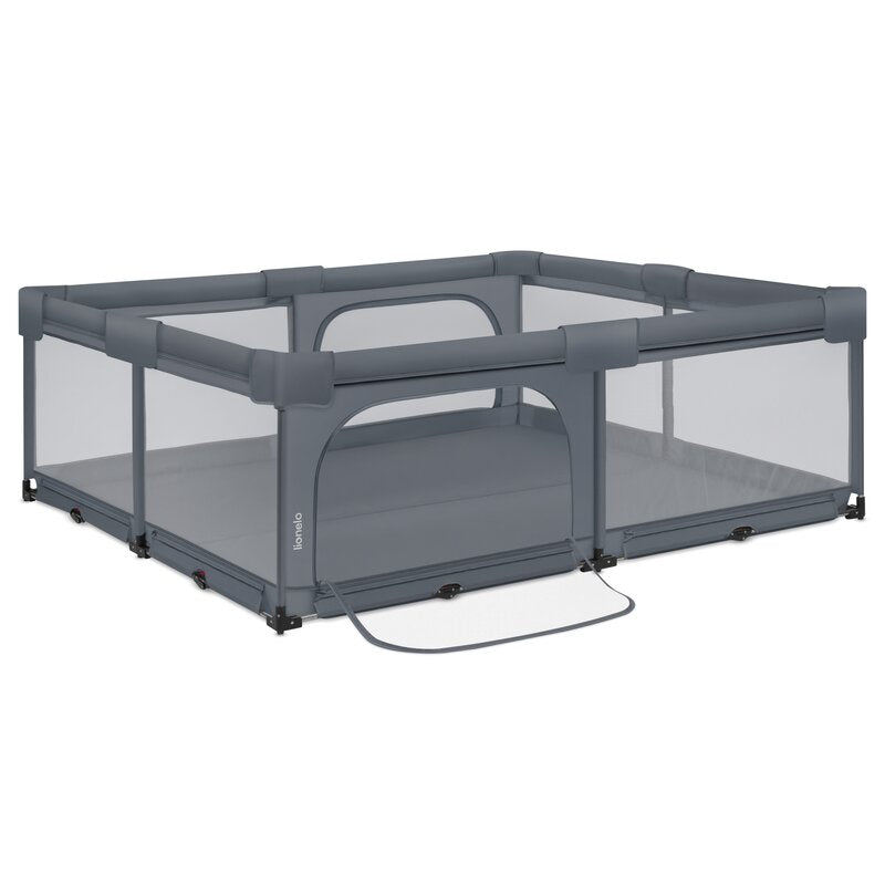 Tarc de joaca copii, Lionelo, Florence Easy Fold XL, 180 x 200 x 68 cm, Pliere, depliere automata, Include geanta de transport, Din plasa, Cu doua intrari laterale, 0-48 luni, Conform cu EN12227, Grey Stone