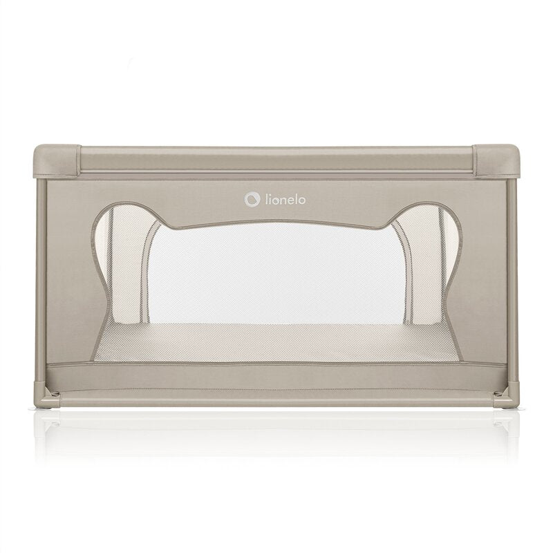 Tarc de joaca copii, Lionelo, Willow, 127 x 187 cm, Pliere compacta, Include geanta de transport, Din plasa, Cu doua intrari laterale si fermoar, Cu ventuze pentru stabilitate, Conform cu EN 12227:2010, Bej