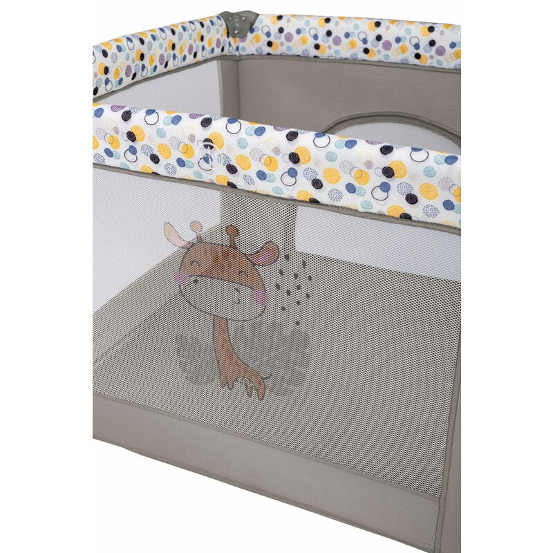 Tarc de joaca, FreeON, Patrat, Pliabil, Intrare cu fermoar, Laterale din plasa, 93x93x87 cm, Pana la 15 kg, 6 luni+, Gri