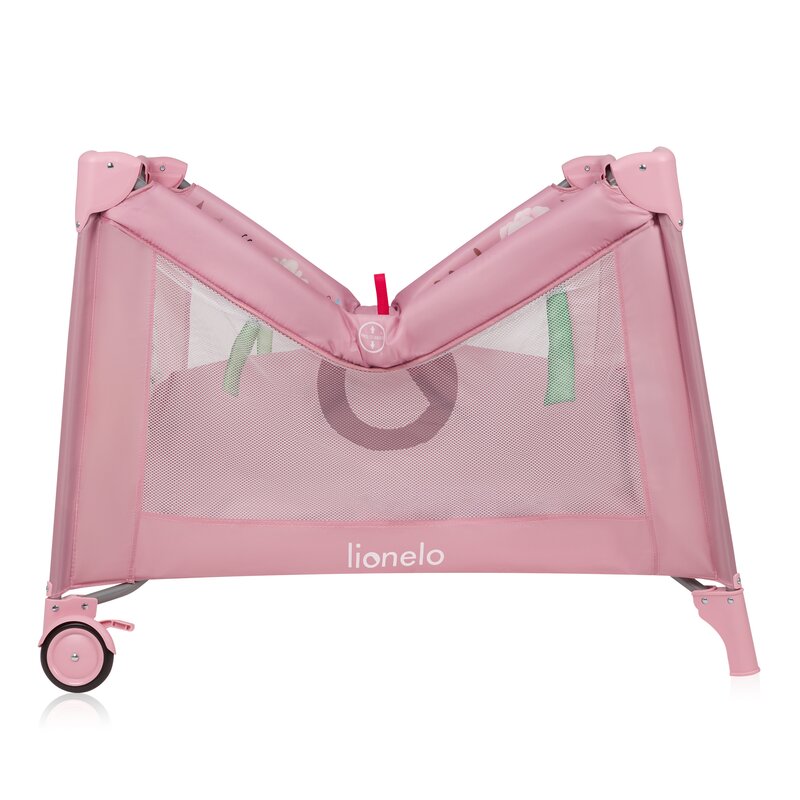 Tarc de Joaca Lionelo Mille Plus Pliabil 100x100 cm Roz cu Saltea T25