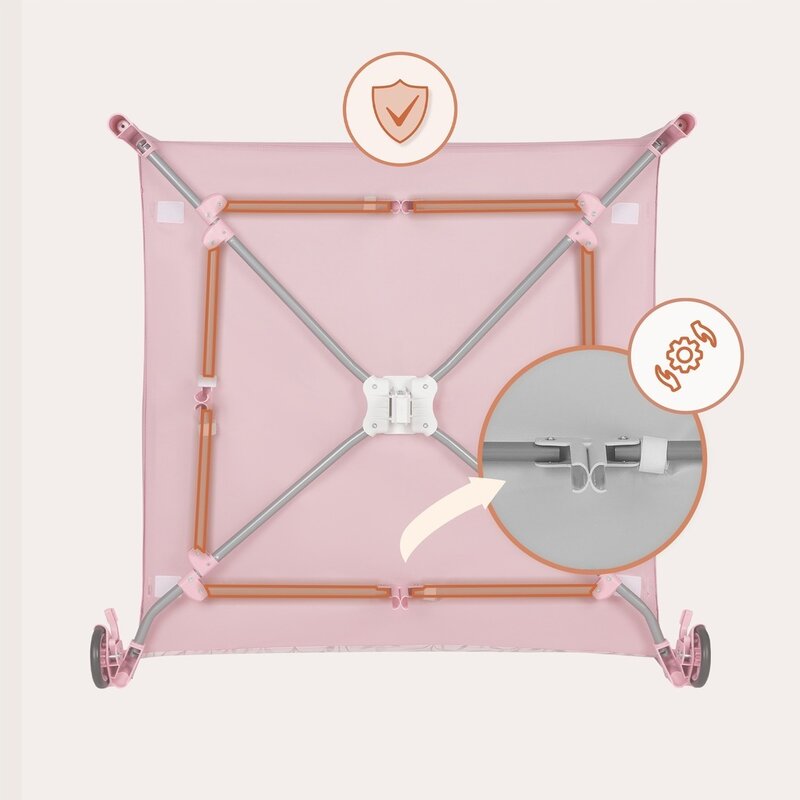 Tarc de Joaca Lionelo Mille Plus Pliabil 100x100 cm Roz cu Saltea T25