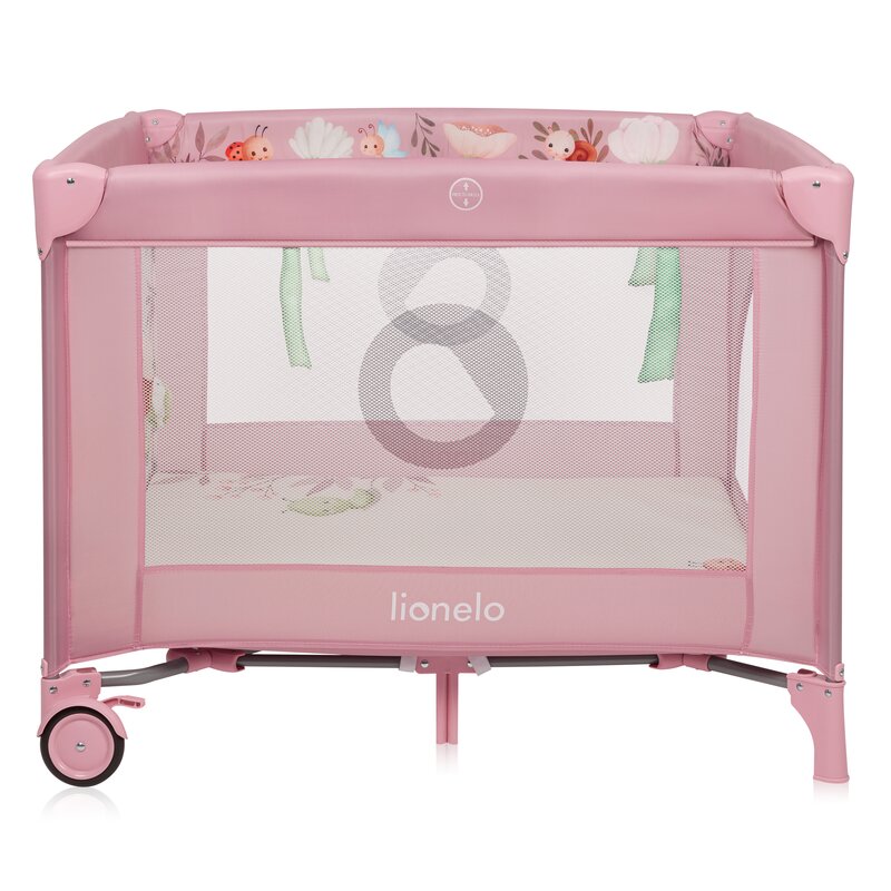 Tarc de Joaca Lionelo Mille Plus Pliabil 100x100 cm Roz cu Saltea T25