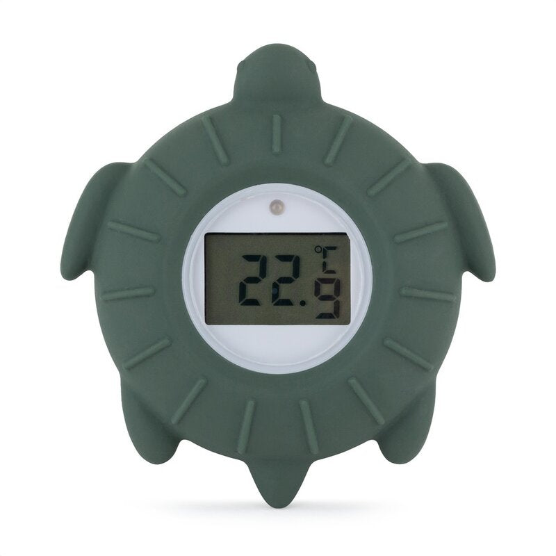 Temometru digital, Petite&Mars, Broscuta Terry, Multifunctional, Ecran usor de citit, Valoare precisa, Silicon Sigur, Avertizare temperatura, 0 luni+, Verde