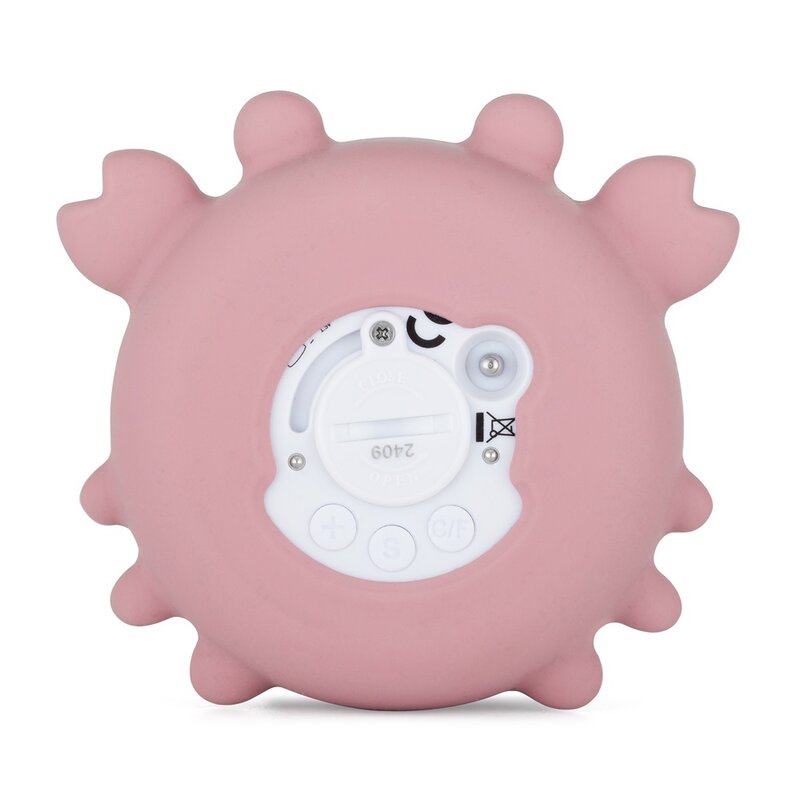 Temometru digital, Petite&Mars, Crabul Caleb, Multifunctional, Ecran usor de citit, Valoare precisa, Silicon Sigur, Avertizare temperatura, 0 luni+, Roz