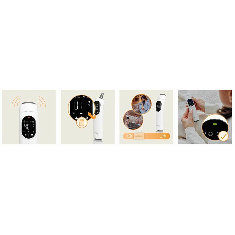 Termometru, Lionelo, FeverScan, Cu infrarosu, Fara contact, Rezultat ultrarapid, Potrivit si pentru alimente, Cu 4 moduri de functionare, Cu indicator LED si alarma sonora, Cu husa de depozitare